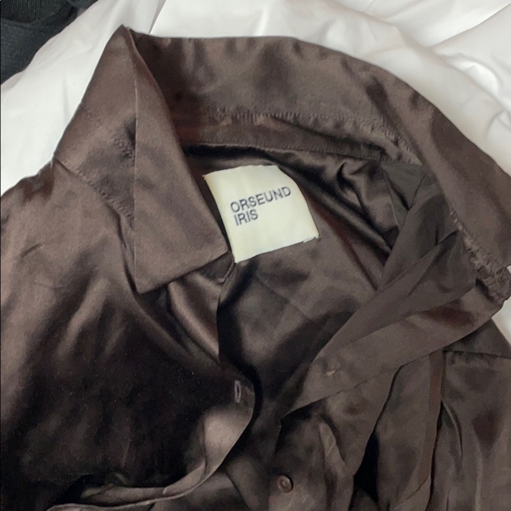 Orseund Iris Chocolate Silk Blouse - Picture 4 of 7
